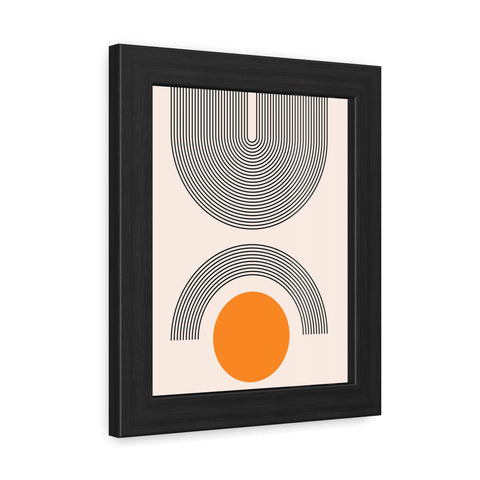 Brenda 2 - Modern Geometric Framed Poster - Minimalist Wall Art with Orange Circle