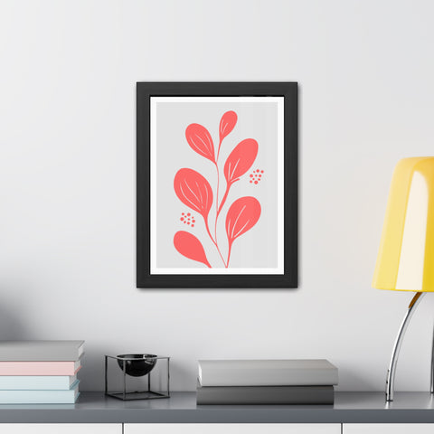 Stratica 3 - Modern Framed Floral Poster - Coral Leaf Design for Home Décor