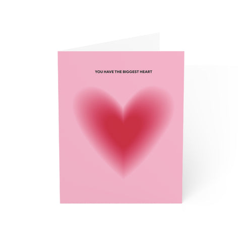 “You Have the Biggest Heart” Pink Heart Greeting Card — Thank You Greeting Card - Illustrated, Funny, Snarky, Modern