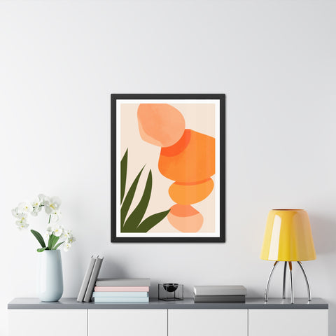 Agora 3 - Modern Abstract Framed Poster - Earthy Tones for Home Décor
