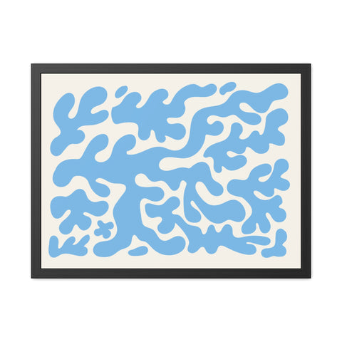 Mer 1 - Abstract Blue Coral Framed Poster - Modern Wall Art for Home Decor