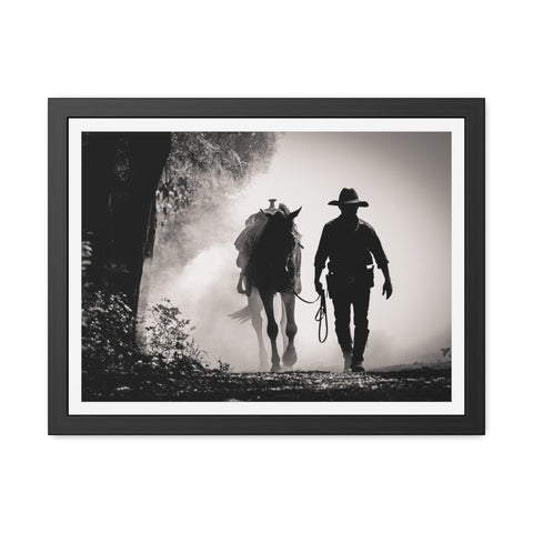 Cowboy & Horse Framed Poster - Rustic Wall Art for Equestrian Lovers