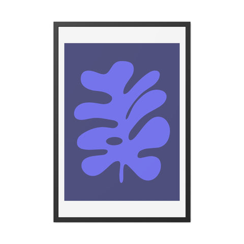 Stratica 7 - Modern Botanical Framed Poster - Abstract Blue Leaf Design for Home Decor
