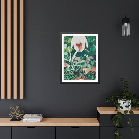 Green Thumb - Botanical Heart Framed Poster - Nature-Inspired Wall Art for Plant Lovers