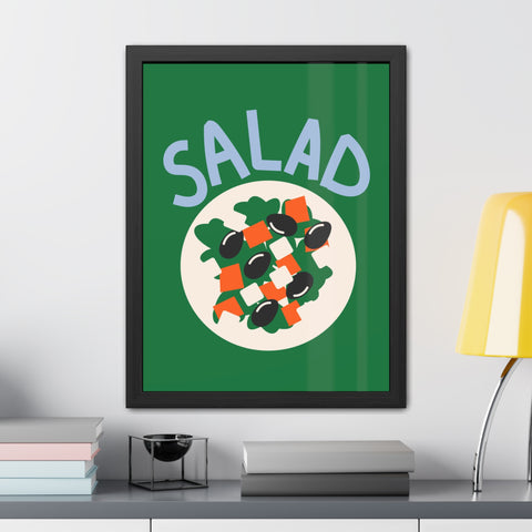 Whimsical Salad Framed Poster - Fun Kitchen Decor for Food Lovers
