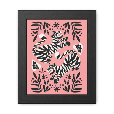 Mirror 4 - Playful Tiger Framed Poster Art for Animal Lovers - Vibrant Wall Decor