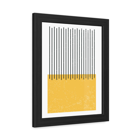 Ink Stamp 4 - Modern Minimalist Framed Poster - Abstract Yellow and Black Design