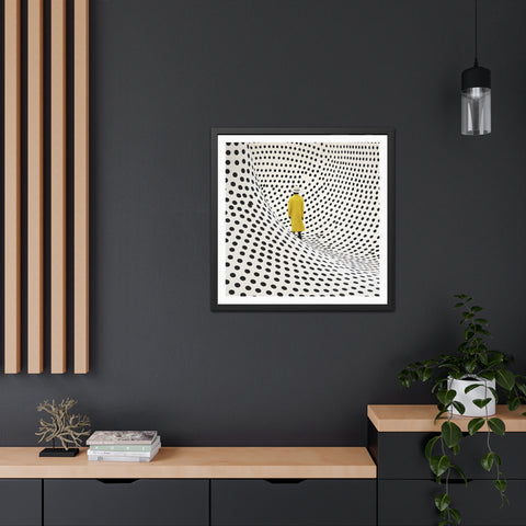 Dotted 2 - Modern Framed Poster - Yellow Coat & Polka Dot Design
