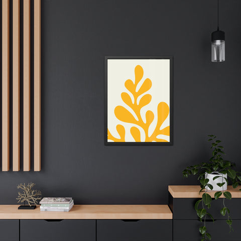 Stratica 1 - Modern Abstract Framed Poster – Yellow Organic Design for Home Decor