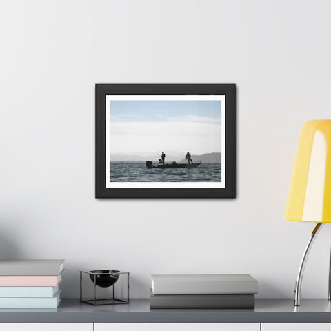 Fishing Boat - Silhouette Framed Poster - Perfect for Outdoor Enthusiasts and Home Decor