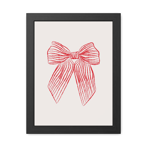 With a bow 1 - Elegant Red Ribbon Framed Poster | Holiday Decor & Gift