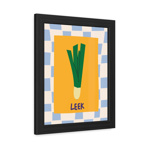 Whimsical Leek Framed Poster - Kitchen Art for Food Lovers