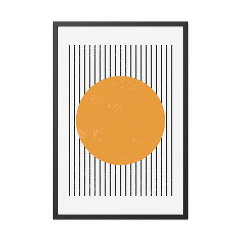 Ink Stamp 1 - Modern Geometric Framed Poster - Minimalist Art with Yellow Circle