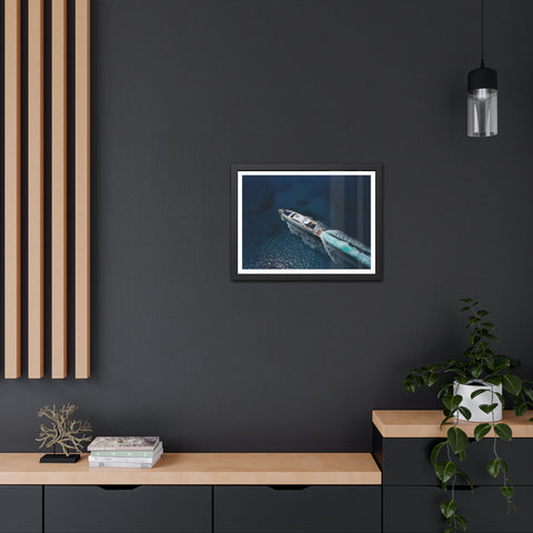 In the water - Nautical Framed Poster - Luxury Yacht at Sea Wall Art