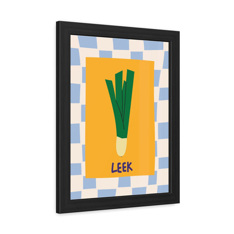 Whimsical Leek Framed Poster - Kitchen Art for Food Lovers