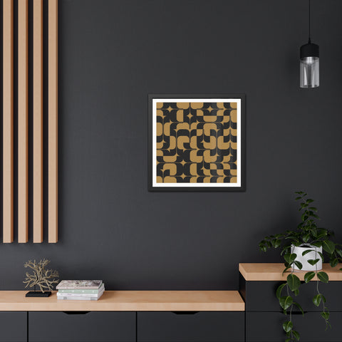 Streaks - Modern Geometric Framed Poster - Black & Gold Abstract Wall Art