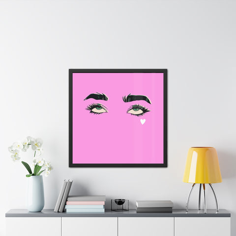 How your email finds me - Stylish Framed Poster with Eye Art - Pink Wall Decor for Modern Spaces