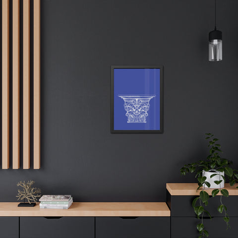 Greeked Out 1 - Elegant Architectural Framed Poster - Classic Column Design on Bold Blue Background
