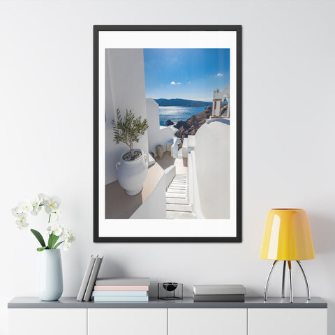 Greek Summer - Serene Coastal Framed Poster - Perfect for Home Decor & Gift Ideas
