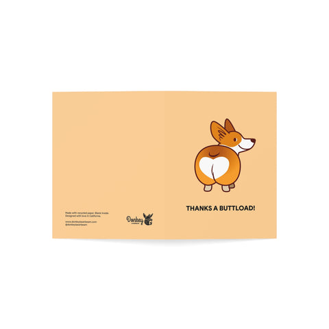 Cute Corgi "Thanks a Buttload!" Greeting Card — Thank You / Thanks Greeting Card - Illustrated, Funny, Snarky, Modern