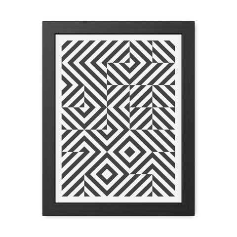 Gridline 2 - Modern Framed Poster | Black and White Geometric Art for Home Decor