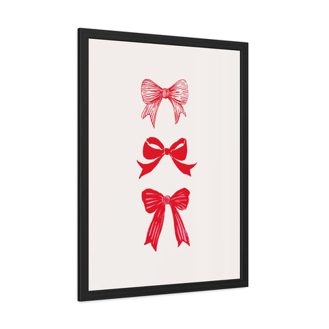 With a bow 3 - Charming Red Bow Framed Poster - Perfect Holiday Decor