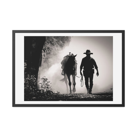 Cowboy & Horse Framed Poster - Rustic Wall Art for Equestrian Lovers