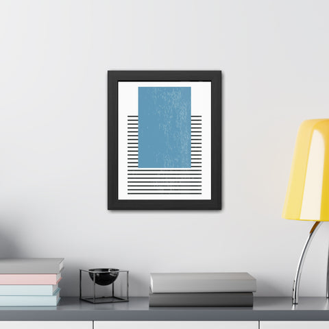 Ink Stamp 2 - Modern Minimalist Framed Poster - Blue Abstract Design for Home Decor