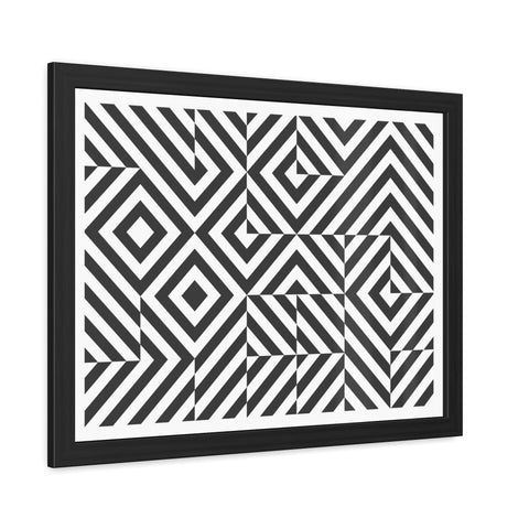 Horizon Grid 2 - Modern Geometric Framed Poster - Black and White Wall Art for Home Decor