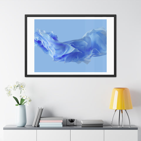 Foldable Study - Serene Blue Abstract Framed Poster - Modern Wall Art Decor for Calm Spaces
