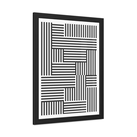 Gridline 4 - Modern Black and White Framed Poster - Minimalist Geometric Wall Art for Home Decor