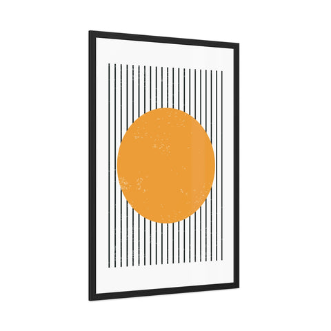 Ink Stamp 1 - Modern Geometric Framed Poster - Minimalist Art with Yellow Circle