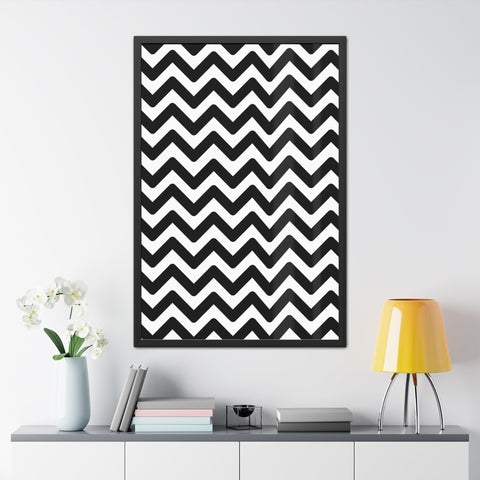 Damien 2 - Modern Chevron Framed Poster | Black & White Wall Art for Home Decor