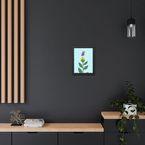 Childrana 2 - Colorful Bird & Flower Framed Poster – Cheerful Wall Art for Nature Lovers