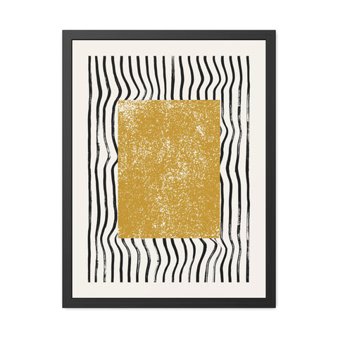 Ink Block 1 - Modern Abstract Framed Poster - Yellow and Black Art for Home Decor