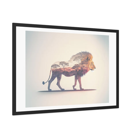 Lionscape - Majestic Lion Framed Poster - Wildlife Art for Home Decor