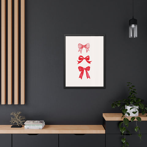 With a bow 3 - Charming Red Bow Framed Poster - Perfect Holiday Decor