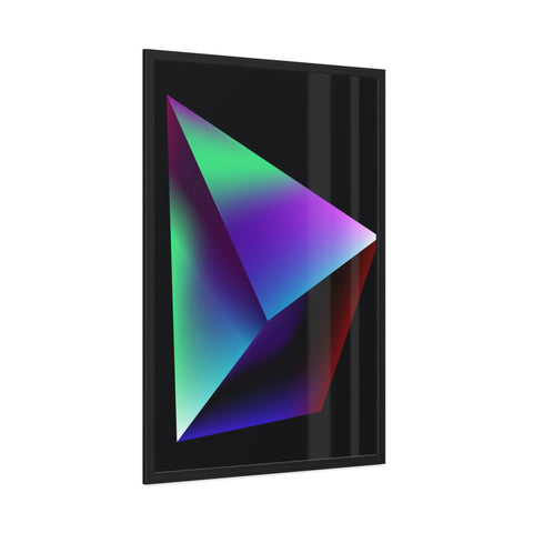 Omega 3 - Minimalist Geometric Framed Poster - Vibrant 3D Triangle Art for Modern Decor