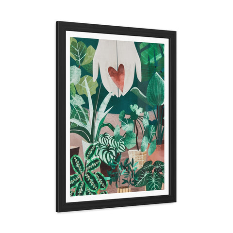 Green Thumb - Botanical Heart Framed Poster - Nature-Inspired Wall Art for Plant Lovers