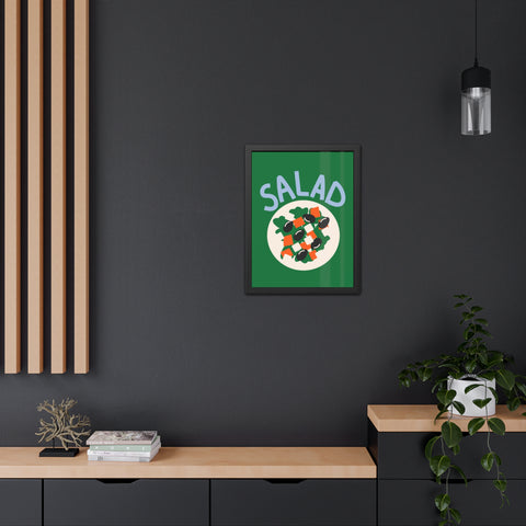 Whimsical Salad Framed Poster - Fun Kitchen Decor for Food Lovers