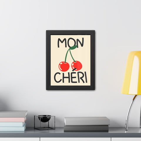 Mon Cheri Cherry Framed Poster - Fun Wall Art for Home Decor