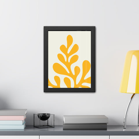 Stratica 1 - Modern Abstract Framed Poster – Yellow Organic Design for Home Decor