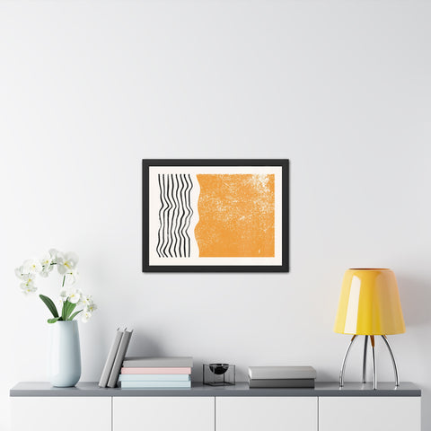 Ink Stamp 8 - Modern Abstract Framed Poster - Orange & Black Art for Home Decor