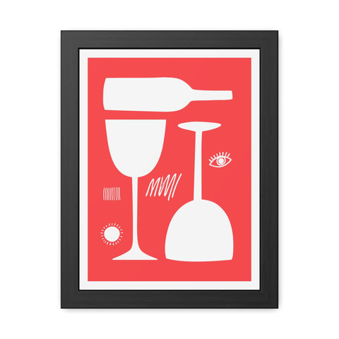 Wine Country 5 - Modern Abstract Framed Poster - Wine Glass & Bottle Art