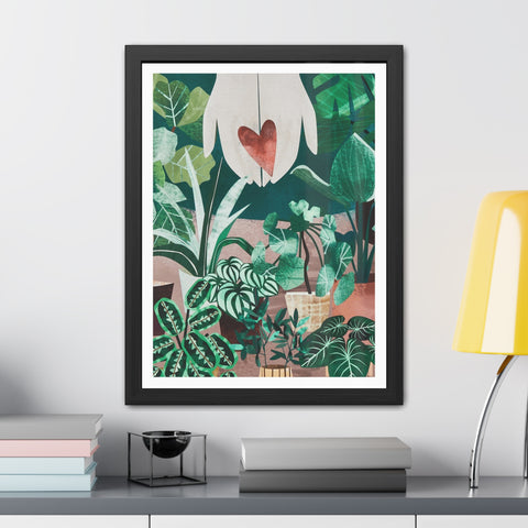 Green Thumb - Botanical Heart Framed Poster - Nature-Inspired Wall Art for Plant Lovers
