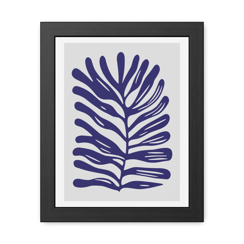 Stratica 4 - Modern Botanical Framed Poster - Navy Leaf Design