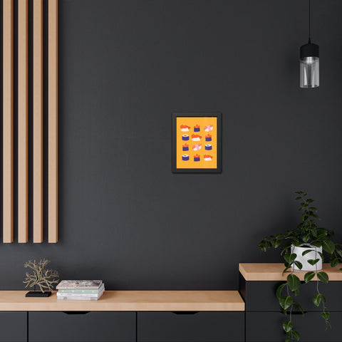 Whimsical Sushi Framed Poster - Colorful Japanese Cuisine Art