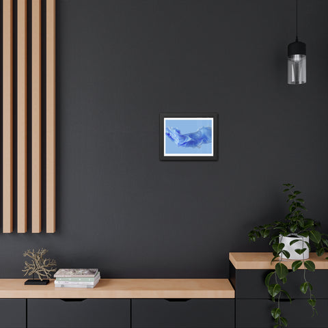 Foldable Study - Serene Blue Abstract Framed Poster - Modern Wall Art Decor for Calm Spaces