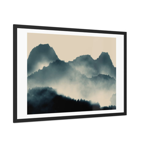 Foggy Morning 1 - Serene Mountain Framed Poster – Perfect Wall Art for Nature Lovers