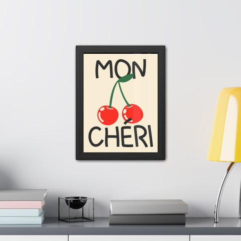 Mon Cheri Cherry Framed Poster - Fun Wall Art for Home Decor